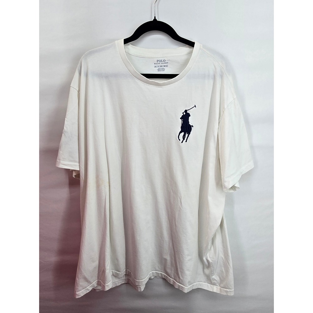 Polo Ralph Lauren Big Pony T Shirt Mens 3XB White Navy Blue Embroidered Logo Tee